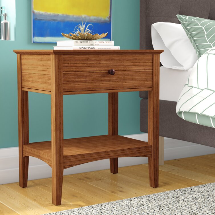 Lark Manor Antonios 1 - Drawer Solid Wood Nightstand in Natural